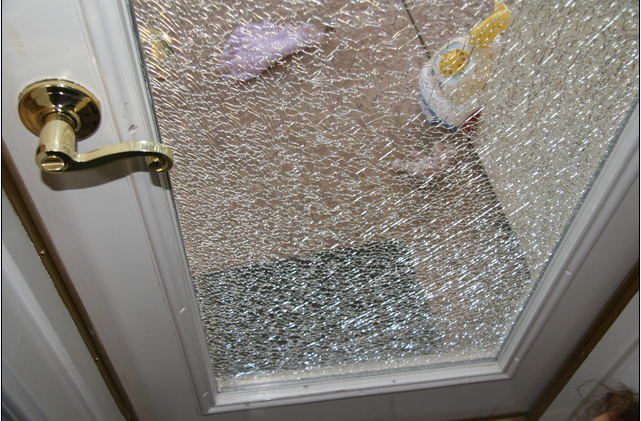 Broken Door Toughened Safty Glass